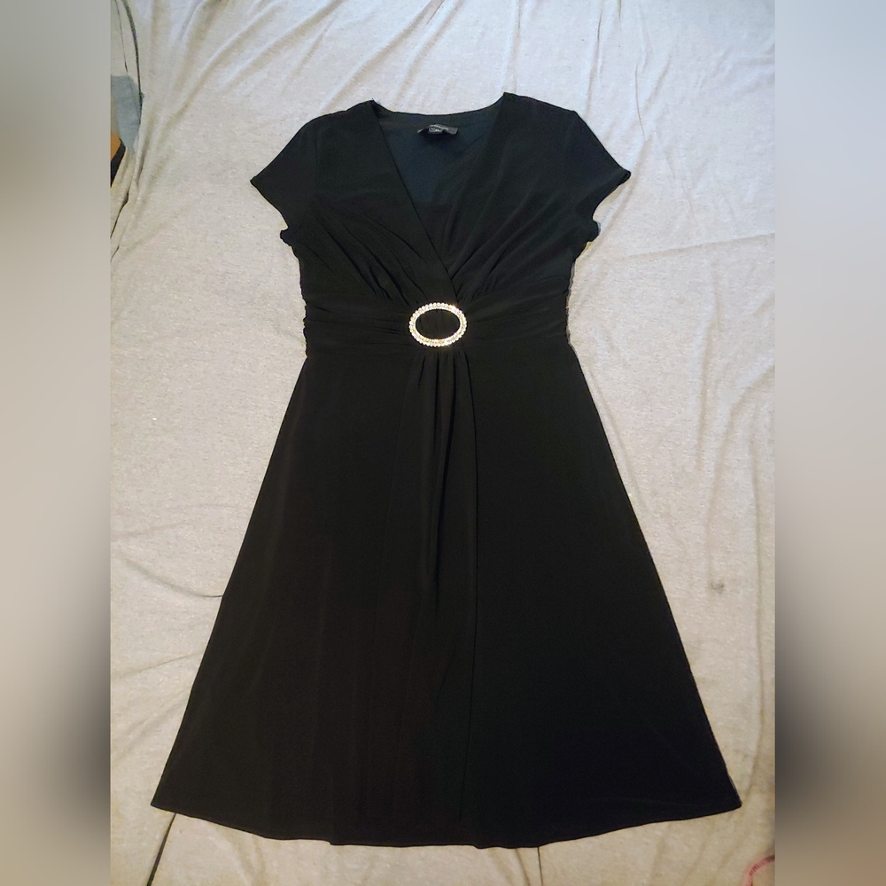 Elegant Black Dress with Rhinestone Detail * Size 6